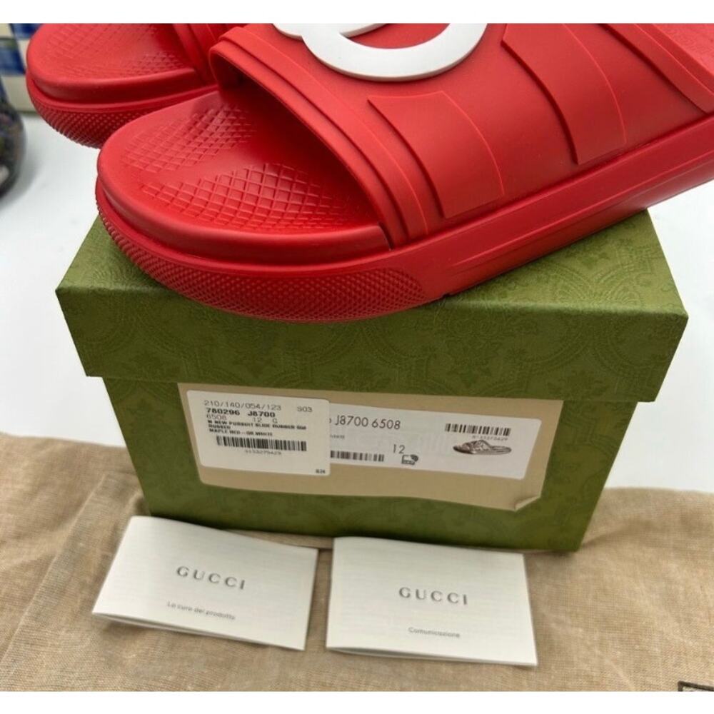 SOLD Men's Gucci interlocking G rubber Pool slides size 12 made in Italy - Picture 4 of 11